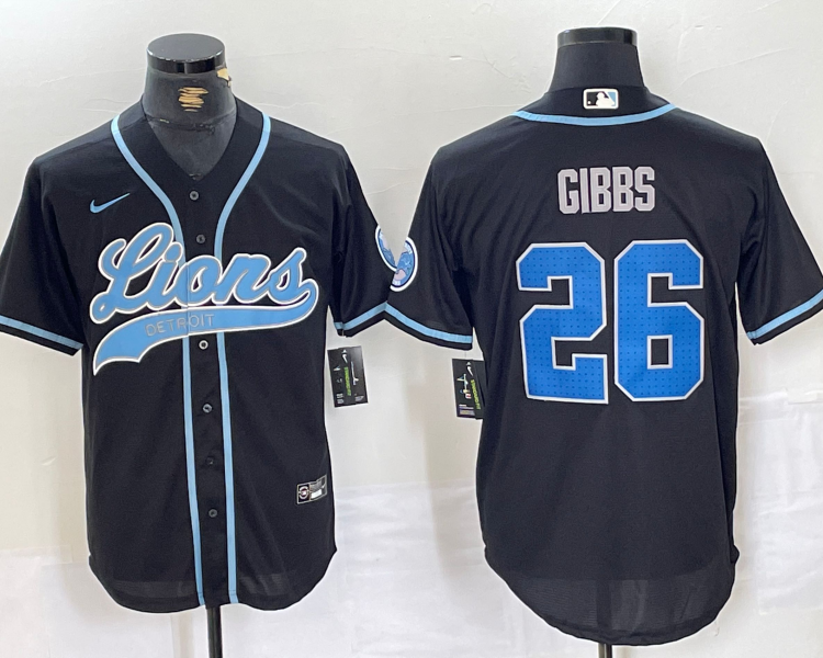 Men's Detroit Lions Jahmyr Gibbs #26 Black Jersey