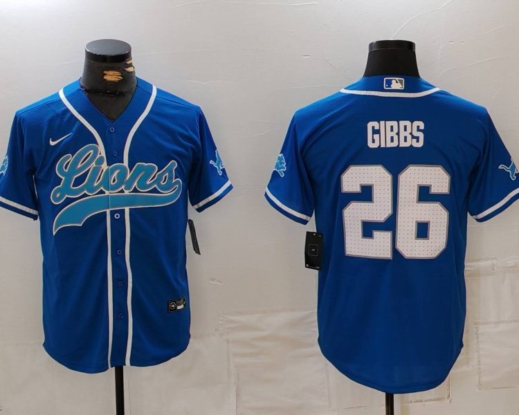 Men's Detroit Lions Jahmyr Gibbs #26 Blue Jersey