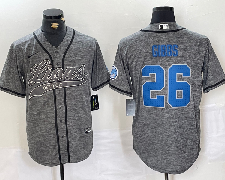 Men's Detroit Lions Jahmyr Gibbs #26 Gray Jersey