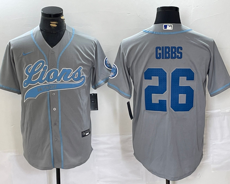 Men's Detroit Lions Jahmyr Gibbs #26 Gray Jersey