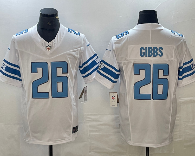 Men's Detroit Lions Jahmyr Gibbs #26 White Jersey