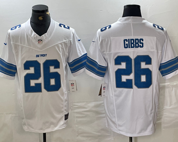 Men's Detroit Lions Jahmyr Gibbs #26 White Vapor F.U.S.E. Limited Jersey