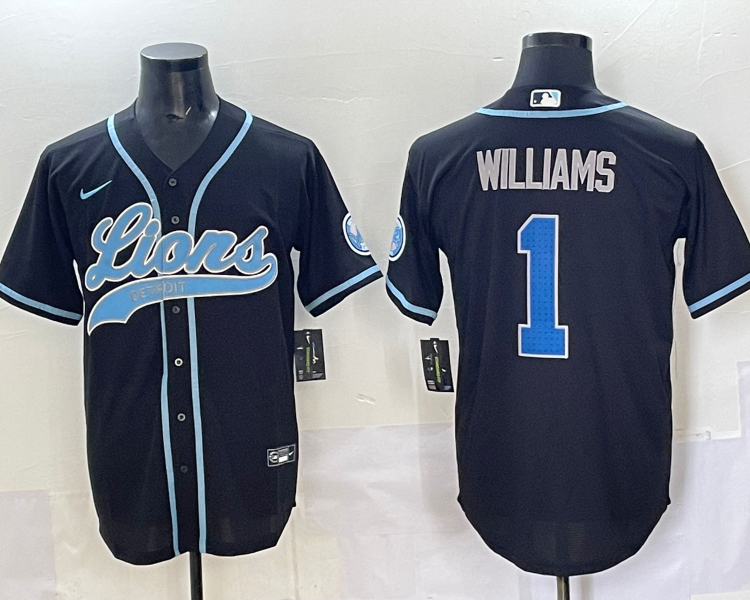 Men's Detroit Lions Jameson Williams #1 Black Jersey