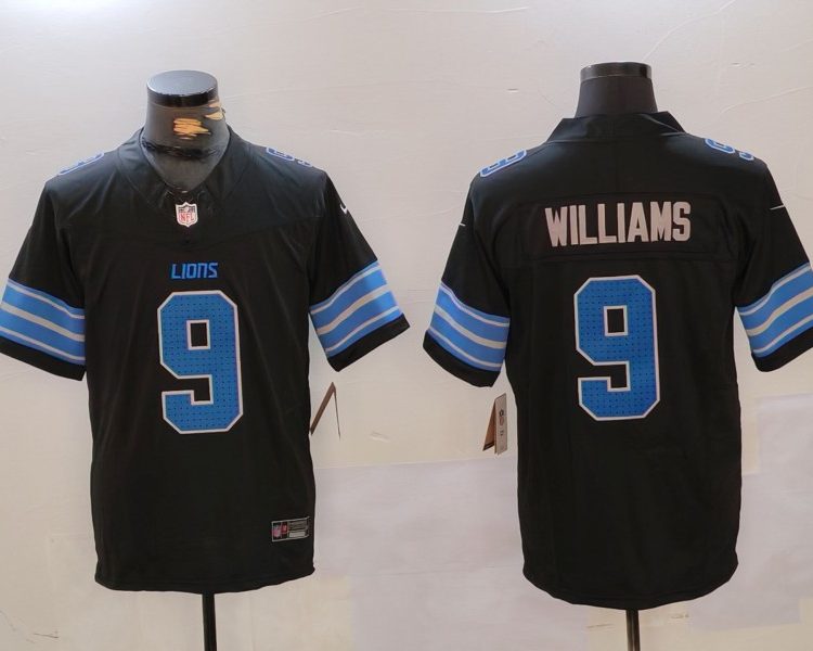 Men's Detroit Lions Jameson Williams #9 Black Jersey