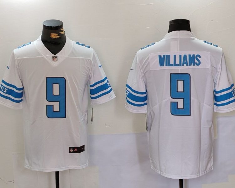 Men's Detroit Lions Jameson Williams #9 White Jersey