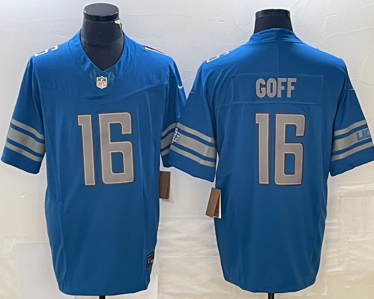 Men's Detroit Lions Jared Goff #16 Blue Vapor Limited Jersey
