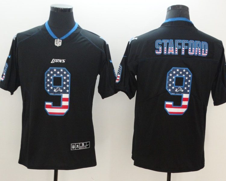 Men's Detroit Lions Matthew Stafford #9 Black Jersey