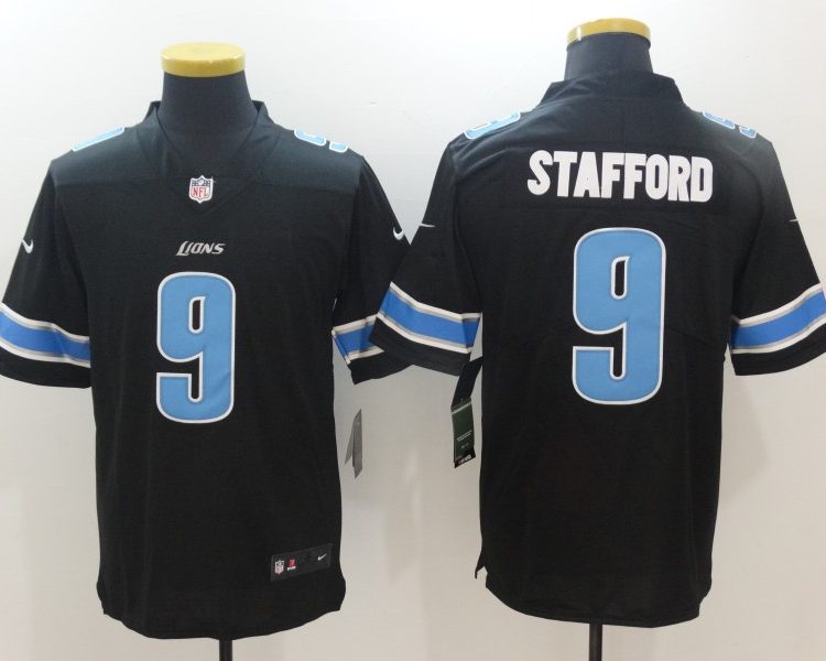 Men's Detroit Lions Matthew Stafford #9 Black Jersey