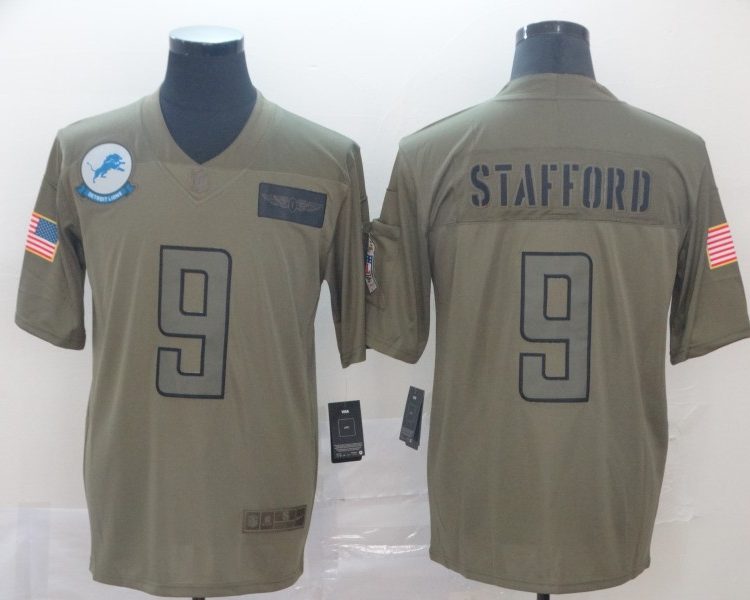 Men's Detroit Lions Matthew Stafford #9 Brown Jersey