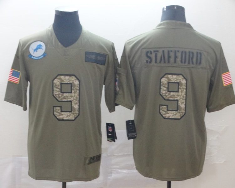 Men's Detroit Lions Matthew Stafford #9 Brown Jersey