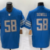 Men's Detroit Lions Penei Sewell #58 Blue Jersey