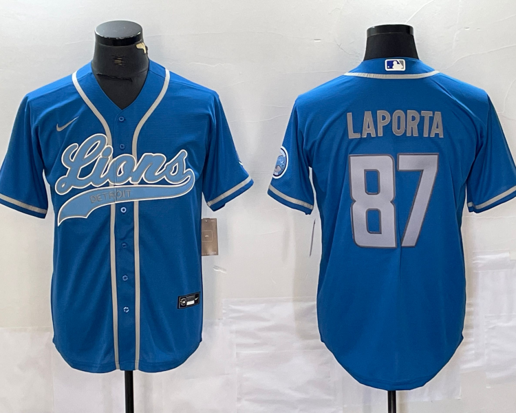 Men's Detroit Lions Sam LaPorta #87 Blue Jersey Joint Edition