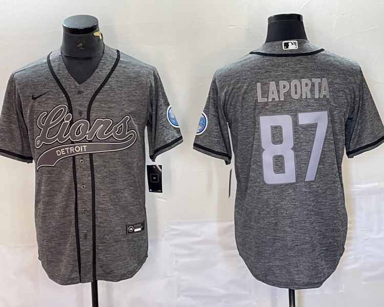 Men's Detroit Lions Sam LaPorta #87 Gray Jersey Joint Edition