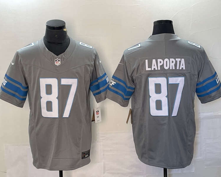 Men's Detroit Lions Sam LaPorta #87 Gray Jersey
