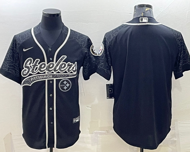 Men's Pittsburgh Steelers Black Retired RFLCTV Limited Blank Jersey