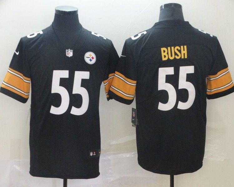 Men's Pittsburgh Steelers Devon Bush Jr. #55 Black Jersey