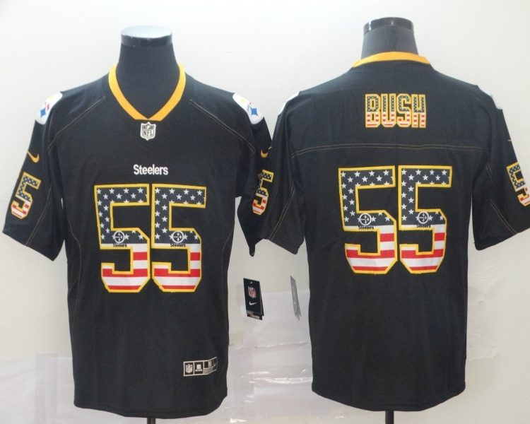Men's Pittsburgh Steelers Devon Bush Jr. #55 Black Team Jersey