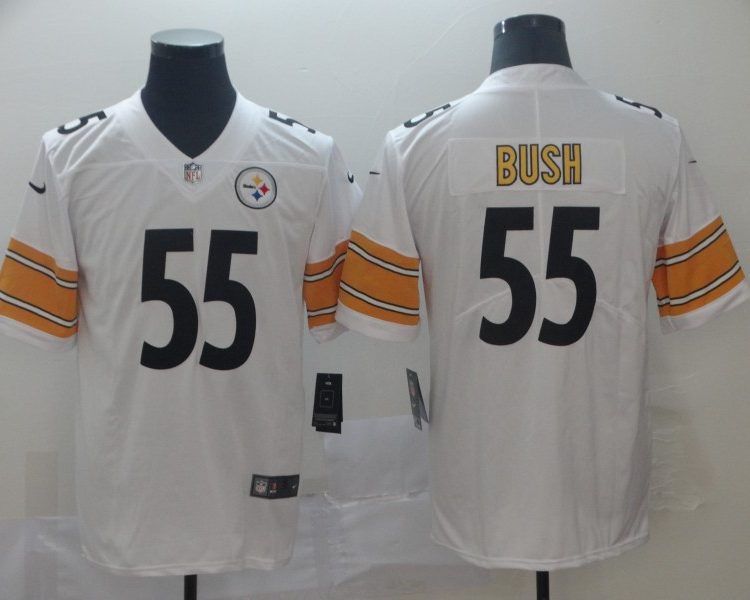 Men's Pittsburgh Steelers Devon Bush Jr. #55 White Jersey