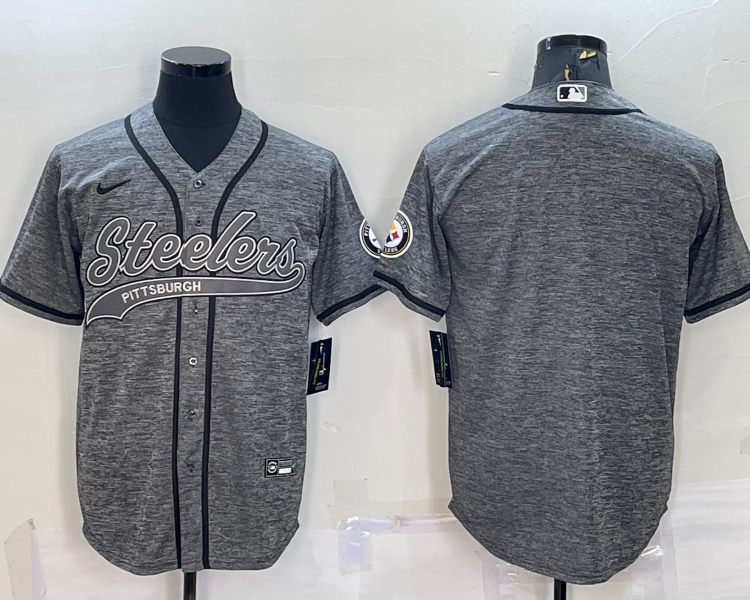 Men's Pittsburgh Steelers Gray Blank Jersey