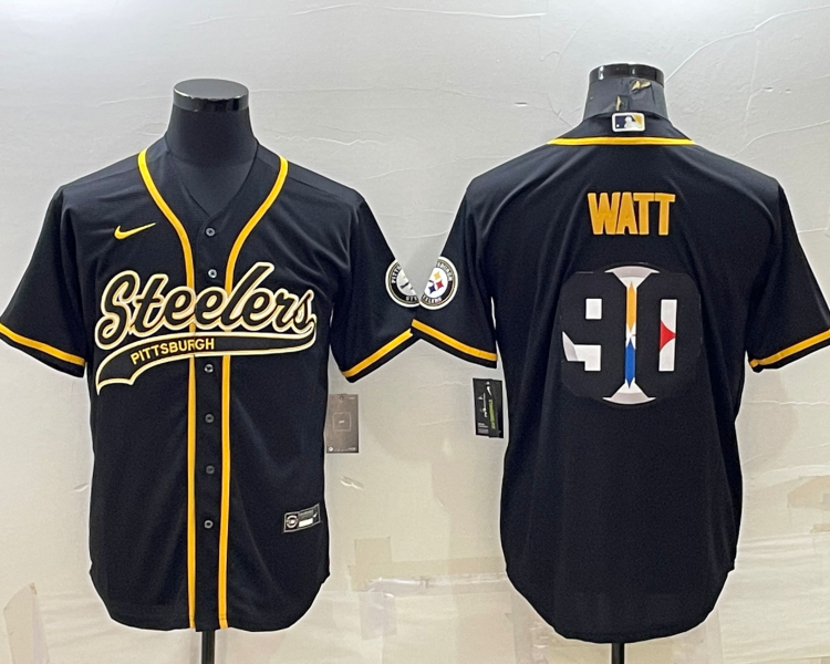 Men's Pittsburgh Steelers T.J. Watt #90 Black Alternate Jersey Joint edition