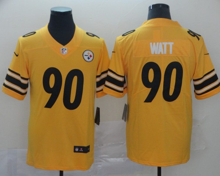 Men's Pittsburgh Steelers T.J. Watt #90 Gold Inverted Team Jersey