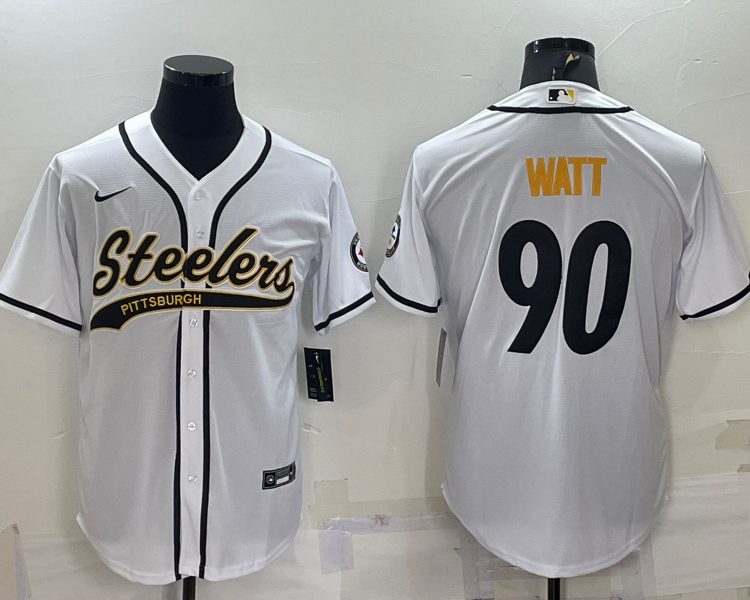 Men's Pittsburgh Steelers T.J. Watt #90 White Jersey Joint edition