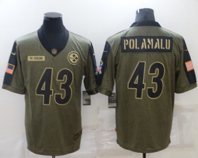 Men's Pittsburgh Steelers Troy Polamalu #43 Brown Jersey