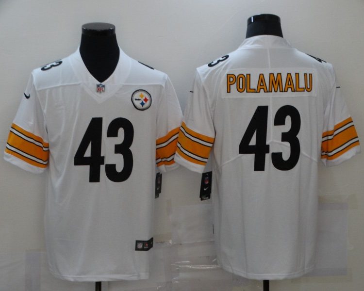 Men's Pittsburgh Steelers Troy Polamalu #43 White Jersey