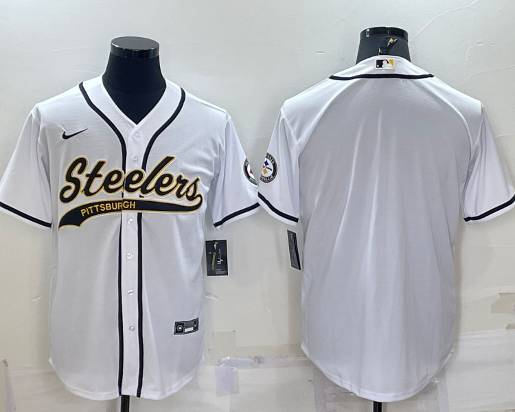 Men's Pittsburgh Steelers White Blank Jersey