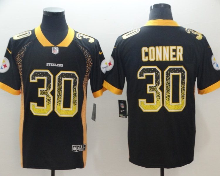 Men's Pittsburgh Steelers #30 James Conner Black Authentic Jersey