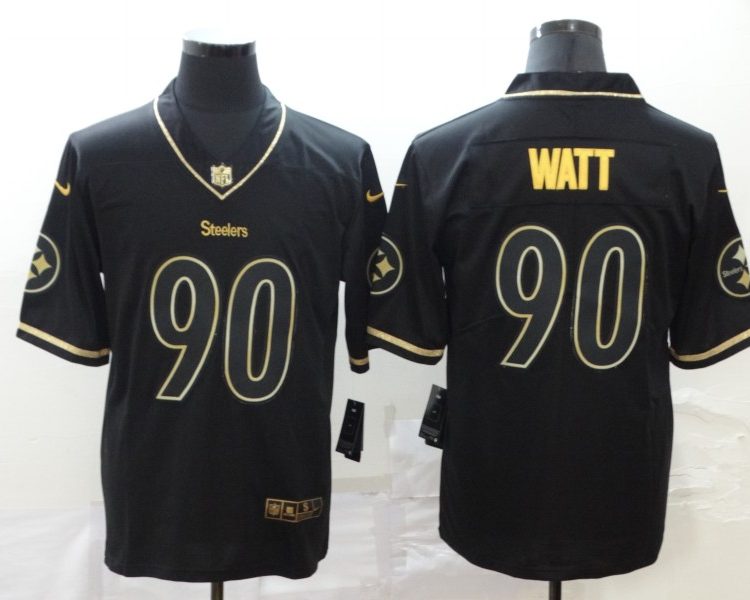 Men's Pittsburgh Steelers #90 T.J. Watt Black Authentic Jersey