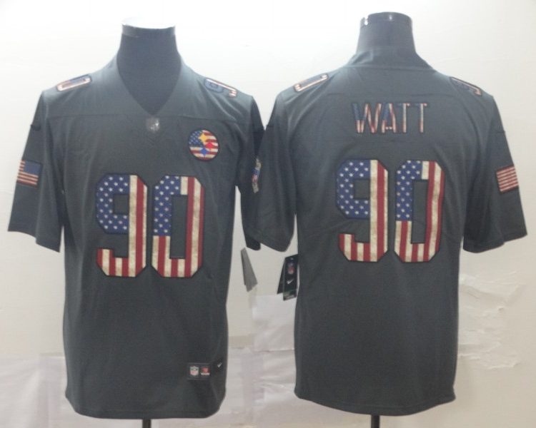 Men's Pittsburgh Steelers #90 T.J. Watt Black Team Jersey