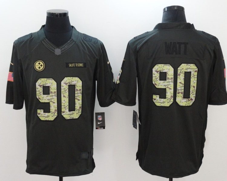 Men's Pittsburgh Steelers #90 T.J. Watt Black Team Jersey
