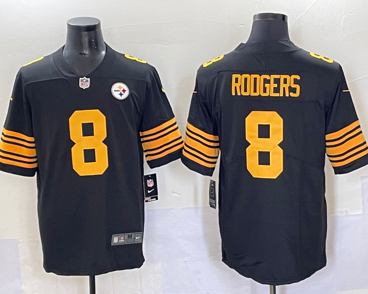 Men's Pittsburgh Steelers Aaron Rodgers #8 Black Alternate Jersey