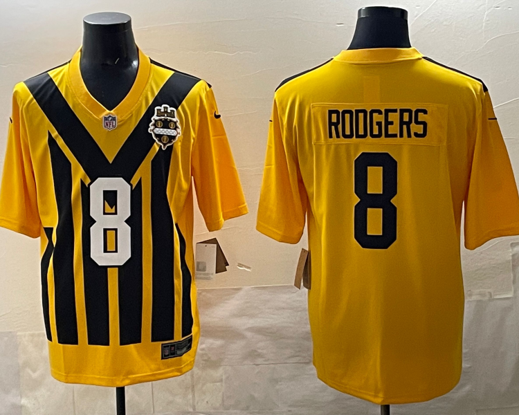 Men's Pittsburgh Steelers Aaron Rodgers #8 Gold Alternate 1933 Throwback Jersey