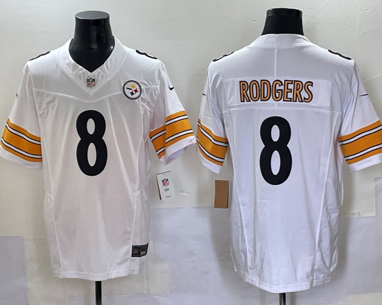 Men's Pittsburgh Steelers Aaron Rodgers #8 White Jersey