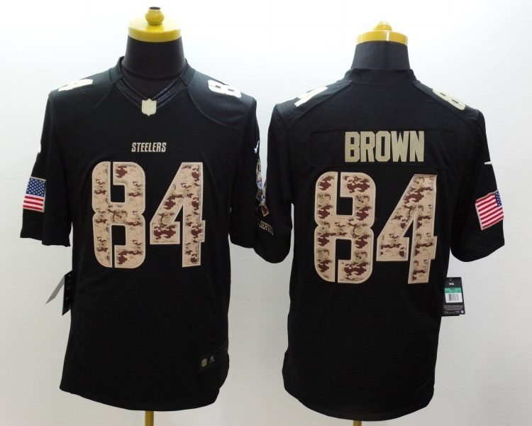 Men's Pittsburgh Steelers Antonio Brown #84 Black Retired Jersey