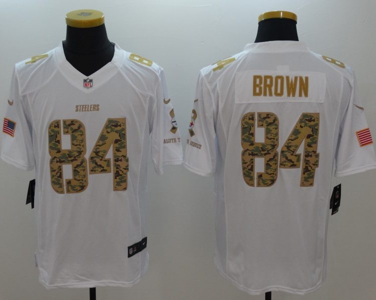 Men's Pittsburgh Steelers Antonio Brown #84 White Jersey