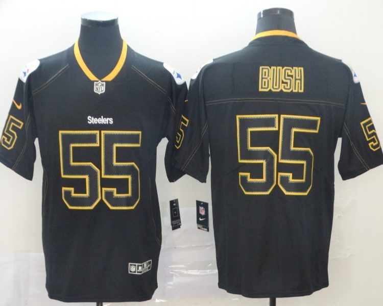 Men's Pittsburgh Steelers Devon Bush Jr. #55 Black Alternate Jersey