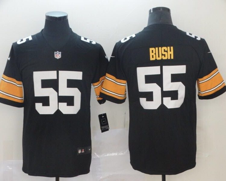 Men's Pittsburgh Steelers Devon Bush Jr. #55 Black Jersey