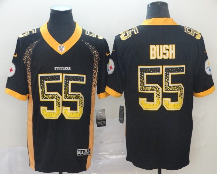 Men's Pittsburgh Steelers Devon Bush Jr. #55 Black Jersey