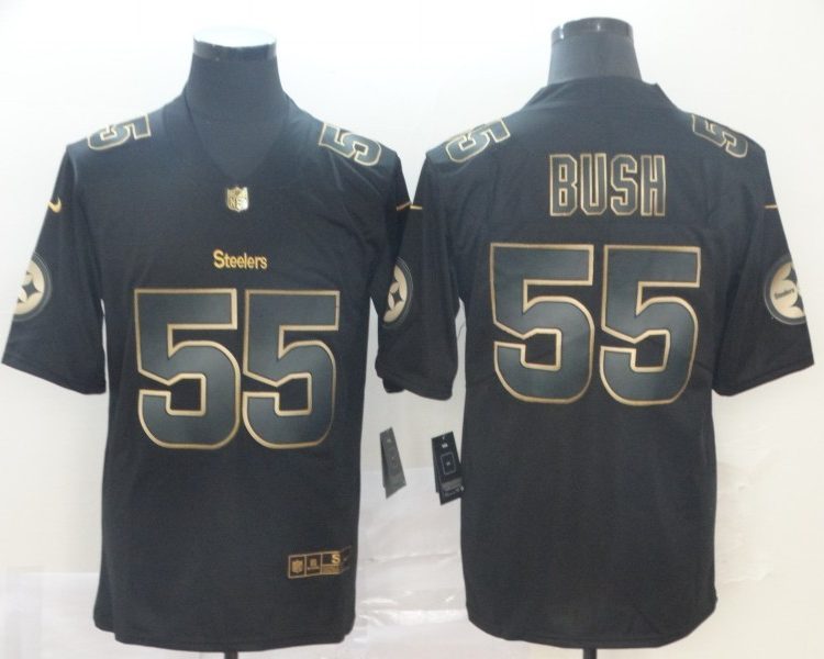 Men's Pittsburgh Steelers Devon Bush Jr. #55 Black Jersey