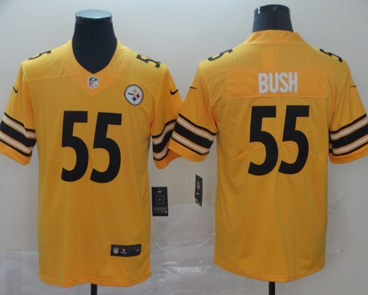 Men's Pittsburgh Steelers Devon Bush Jr. #55 Gold Inverted Team Jersey