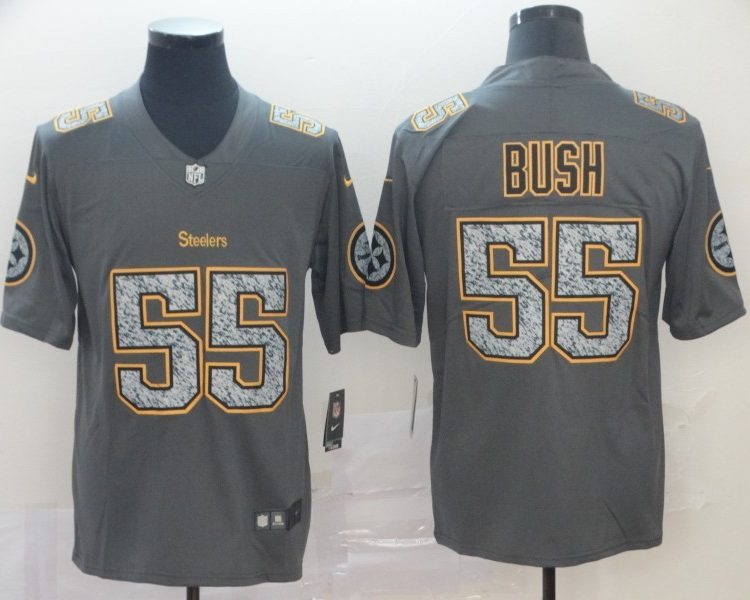 Men's Pittsburgh Steelers Devon Bush Jr. #55 Gray Jersey
