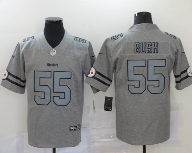 Men's Pittsburgh Steelers Devon Bush Jr. #55 Gray Jersey