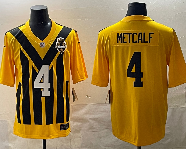 Men's Pittsburgh Steelers DK Metcalf #4 Gold Alternate 1933 Throwback Jersey