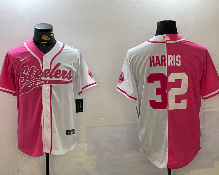 Men's Pittsburgh Steelers Franco Harris #32 Pink/White Jersey