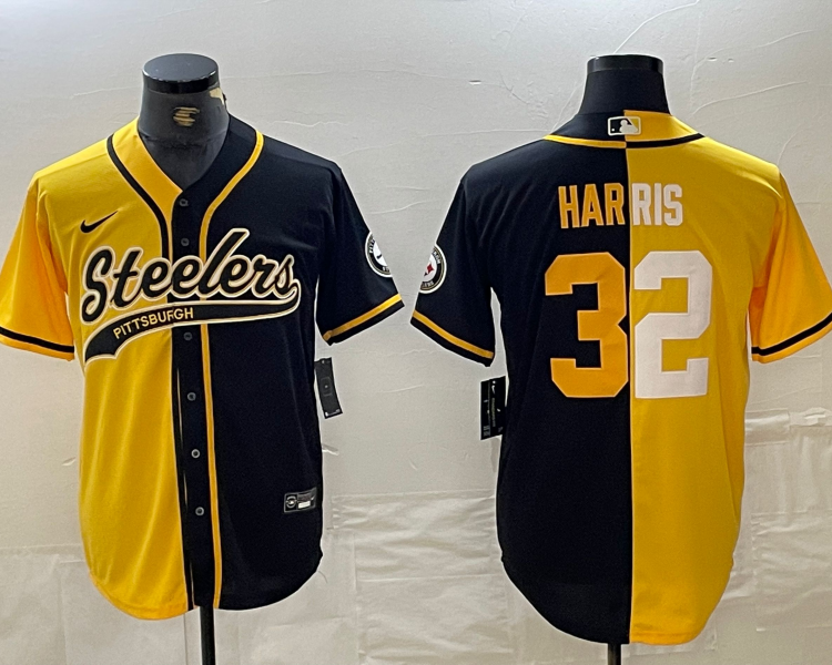 Men's Pittsburgh Steelers Franco Harris #32 Yellow/Black Jersey Joint Edition