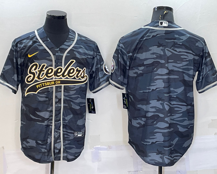 Men's Pittsburgh Steelers Gray Camouflage Blank Jersey