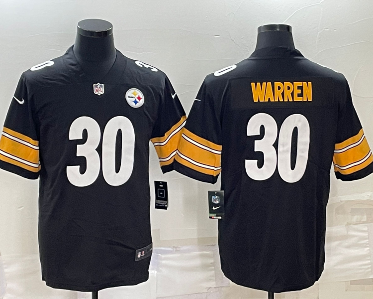 Men's Pittsburgh Steelers Jaylen Warren #30 Black Jersey
